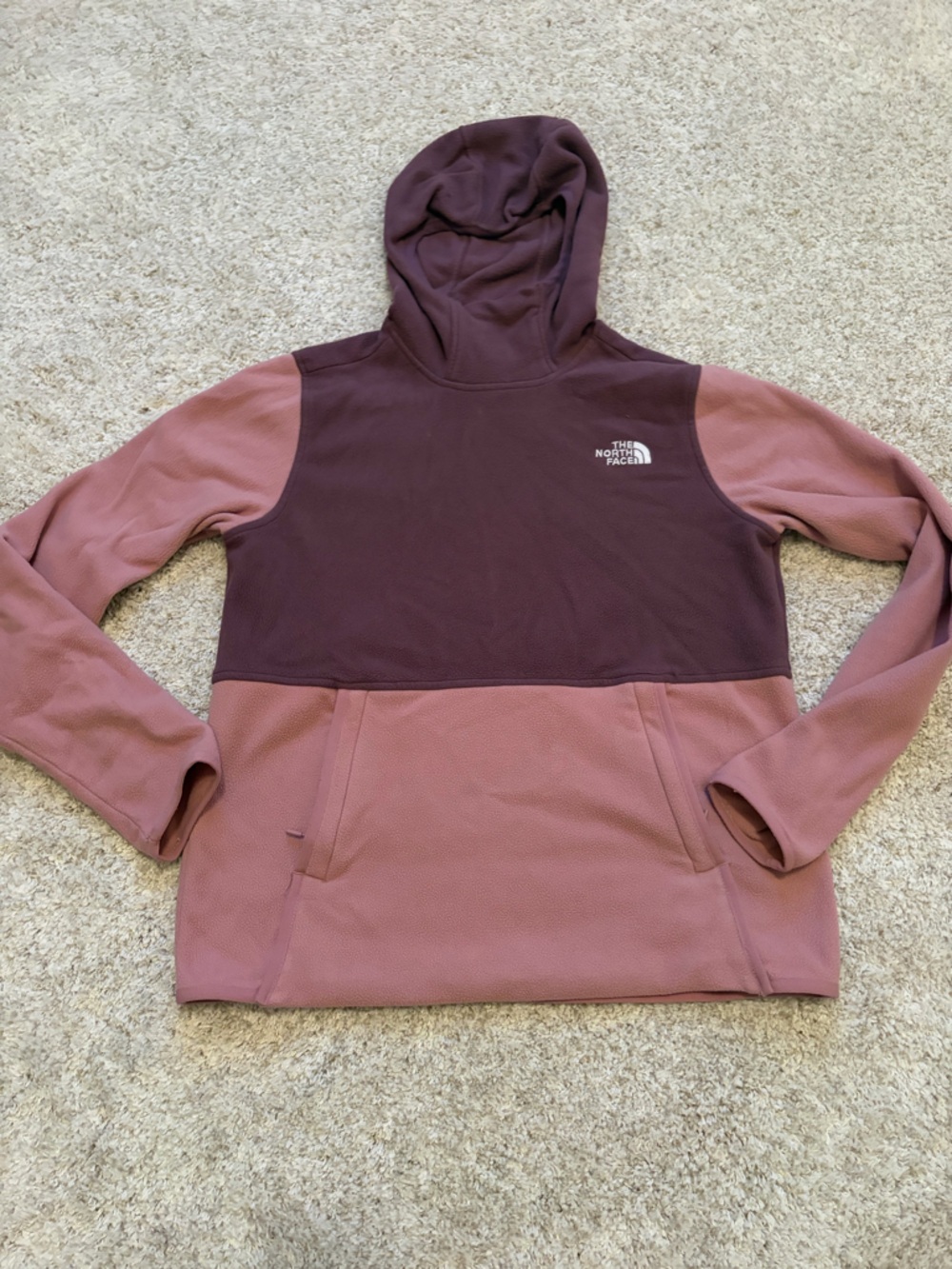 The North Face Two-Tone Mauve and Plum Fleece Hoodie